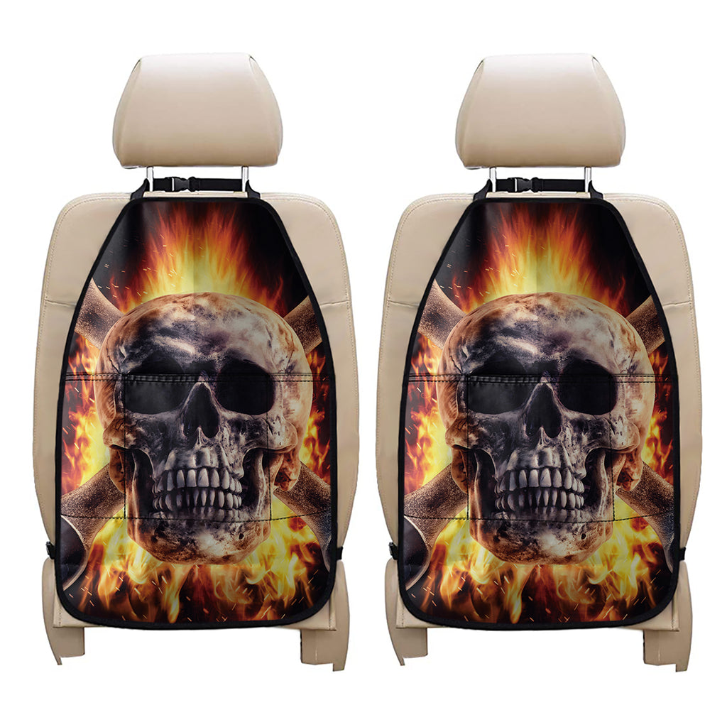 Flaming Skull And Cross Wrench Print Car Seat Organizers