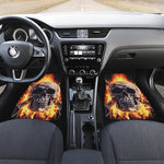 Flaming Skull And Cross Wrench Print Front and Back Car Floor Mats