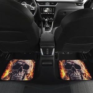 Flaming Skull And Cross Wrench Print Front and Back Car Floor Mats