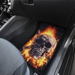 Flaming Skull And Cross Wrench Print Front and Back Car Floor Mats