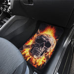 Flaming Skull And Cross Wrench Print Front Car Floor Mats