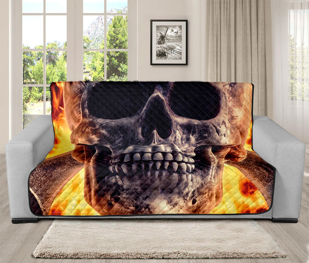 Flaming Skull And Cross Wrench Print Futon Protector