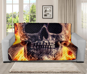 Flaming Skull And Cross Wrench Print Futon Protector