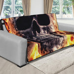 Flaming Skull And Cross Wrench Print Futon Protector