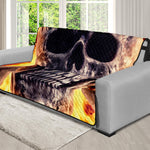 Flaming Skull And Cross Wrench Print Futon Protector