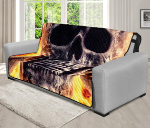 Flaming Skull And Cross Wrench Print Futon Protector