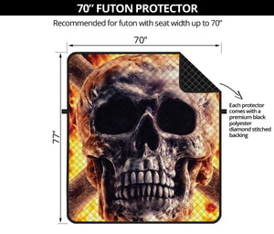 Flaming Skull And Cross Wrench Print Futon Protector