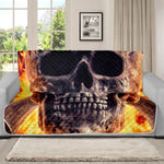 Flaming Skull And Cross Wrench Print Futon Protector