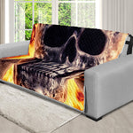 Flaming Skull And Cross Wrench Print Futon Protector