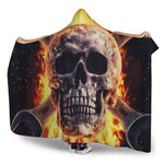 Flaming Skull And Cross Wrench Print Hooded Blanket