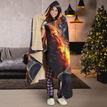 Flaming Skull And Cross Wrench Print Hooded Blanket