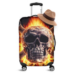 Flaming Skull And Cross Wrench Print Luggage Cover