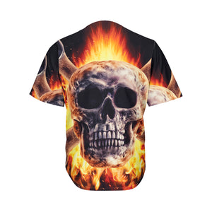 Flaming Skull And Cross Wrench Print Men's Baseball Jersey