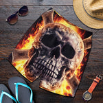 Flaming Skull And Cross Wrench Print Men's Shorts