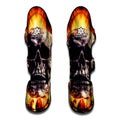 Flaming Skull And Cross Wrench Print Muay Thai Shin Guards
