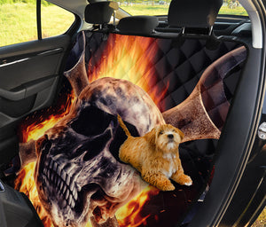 Flaming Skull And Cross Wrench Print Pet Car Back Seat Cover