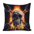 Flaming Skull And Cross Wrench Print Pillow Cover