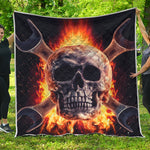 Flaming Skull And Cross Wrench Print Quilt