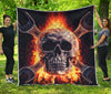 Flaming Skull And Cross Wrench Print Quilt