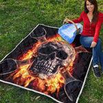 Flaming Skull And Cross Wrench Print Quilt