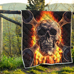 Flaming Skull And Cross Wrench Print Quilt