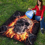 Flaming Skull And Cross Wrench Print Quilt