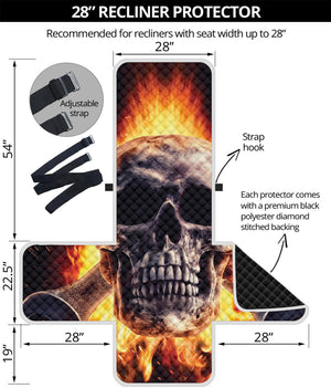 Flaming Skull And Cross Wrench Print Recliner Protector