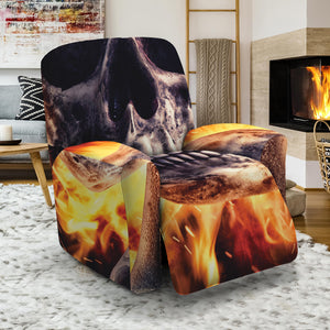 Flaming Skull And Cross Wrench Print Recliner Slipcover