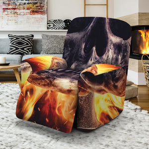 Flaming Skull And Cross Wrench Print Recliner Slipcover