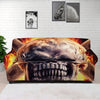 Flaming Skull And Cross Wrench Print Sofa Cover