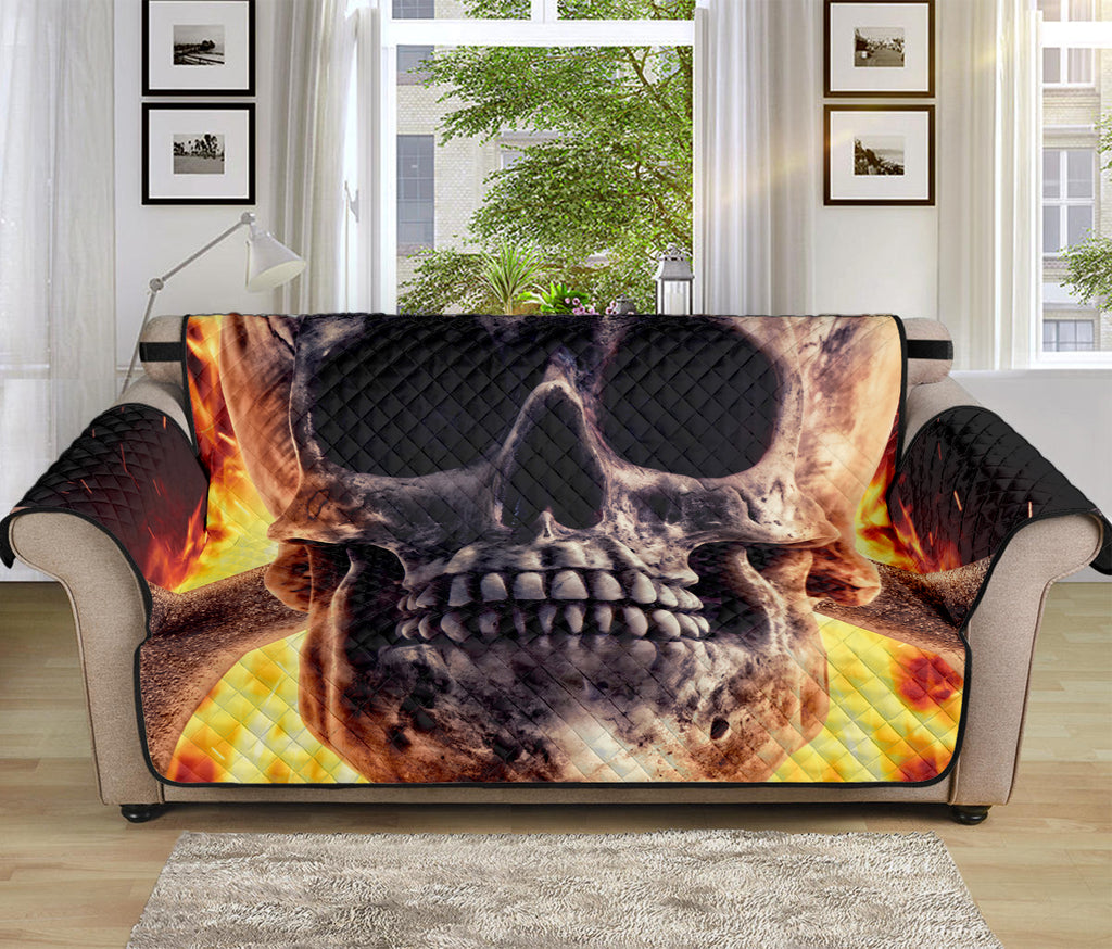 Flaming Skull And Cross Wrench Print Sofa Protector