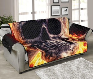 Flaming Skull And Cross Wrench Print Sofa Protector