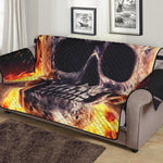 Flaming Skull And Cross Wrench Print Sofa Protector