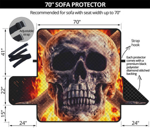 Flaming Skull And Cross Wrench Print Sofa Protector