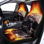 Flaming Skull And Cross Wrench Print Universal Fit Car Seat Covers