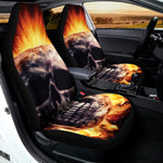 Flaming Skull And Cross Wrench Print Universal Fit Car Seat Covers