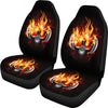 Flaming Skull Headphones Universal Fit Car Seat Covers GearFrost