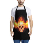 Flaming Skull With Fire Wings Print Apron