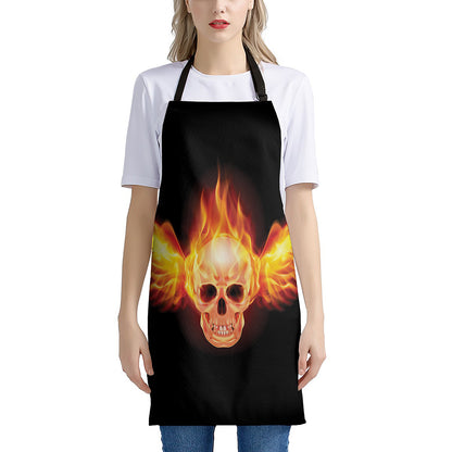 Flaming Skull With Fire Wings Print Apron