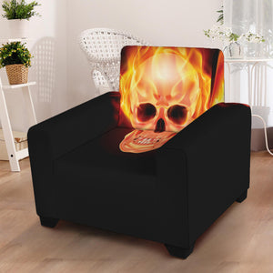 Flaming Skull With Fire Wings Print Armchair Slipcover