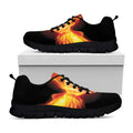 Flaming Skull With Fire Wings Print Black Running Shoes