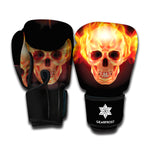 Flaming Skull With Fire Wings Print Boxing Gloves