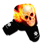 Flaming Skull With Fire Wings Print Boxing Gloves