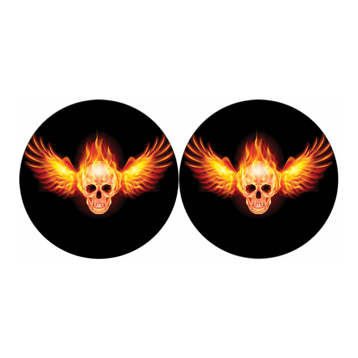 Flaming Skull With Fire Wings Print Car Coasters