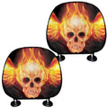 Flaming Skull With Fire Wings Print Car Headrest Covers