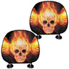 Flaming Skull With Fire Wings Print Car Headrest Covers