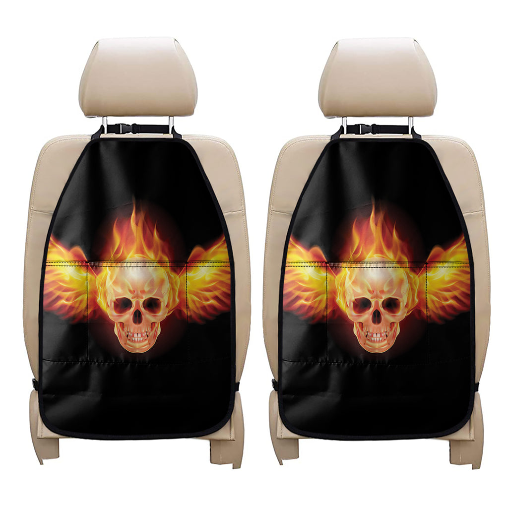 Flaming Skull With Fire Wings Print Car Seat Organizers