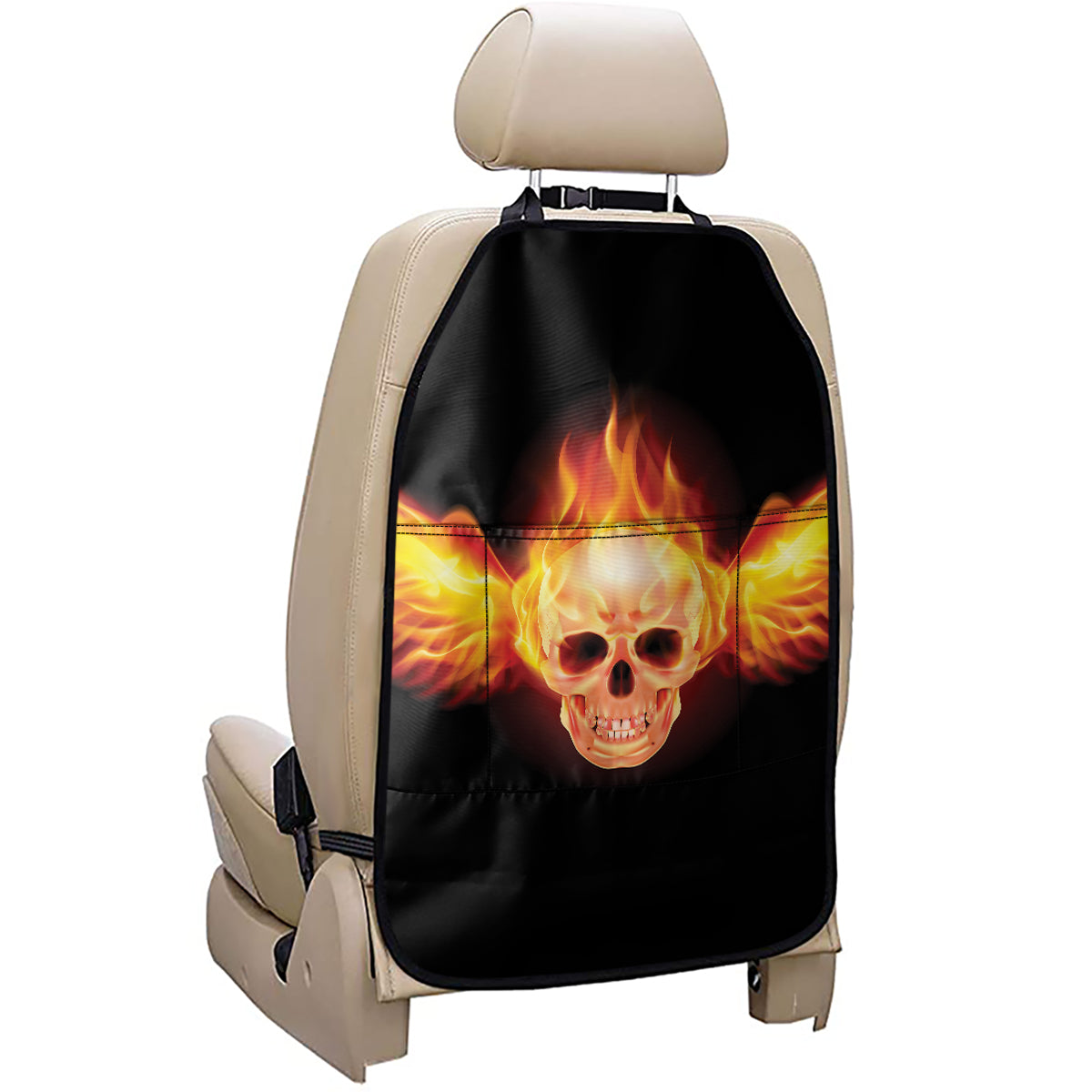 Flaming Skull With Fire Wings Print Car Seat Organizers