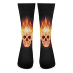 Flaming Skull With Fire Wings Print Crew Socks