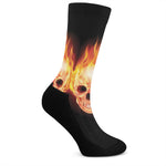 Flaming Skull With Fire Wings Print Crew Socks